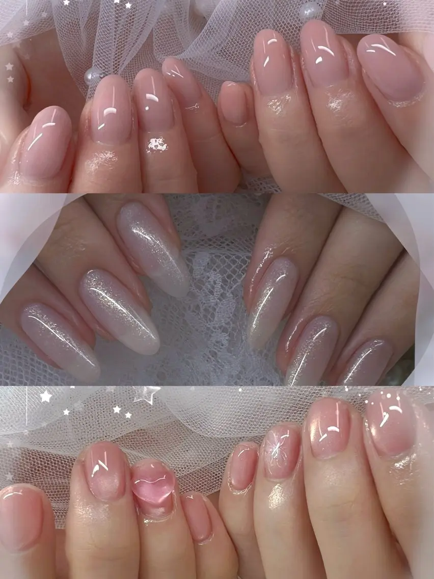 ネイル チークネイル フレンチネイル ガーリー ガラスフレンチ グラデーション ハンドネイル ハンドケア Chill Nailsalonのネイルデザイン