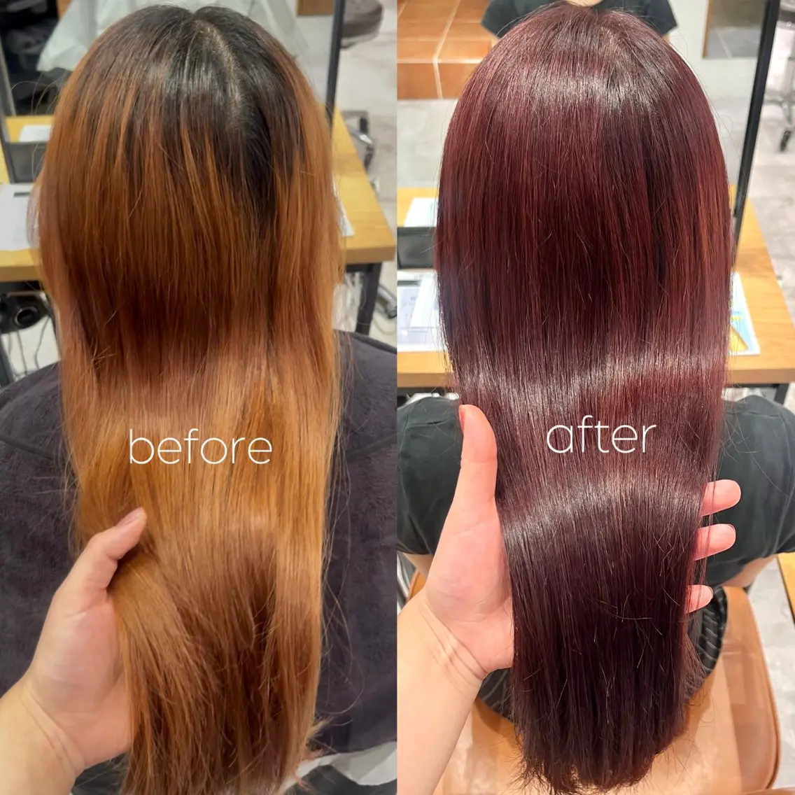 ロング カラー ピンクカラー レッドカラー 💎seira| 髪質改善・大人カラーのヘアスタイル