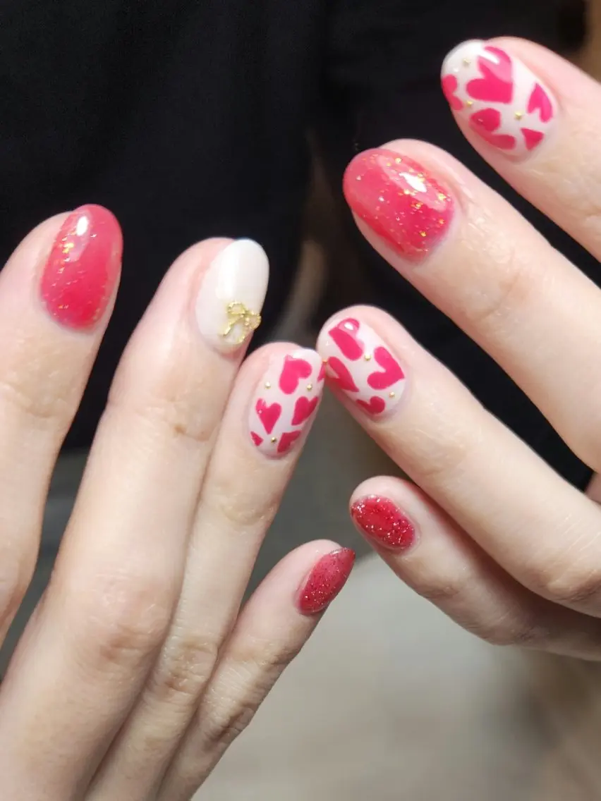 ネイル ハート バレンタイン ハンドネイル NailSalon N.中目黒のネイルデザイン