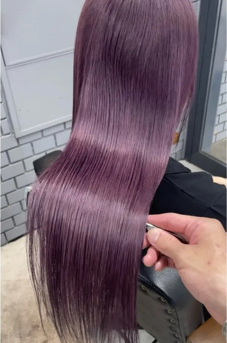ロング カラー ラベンダーカラー 岡本 海愛のヘアスタイル