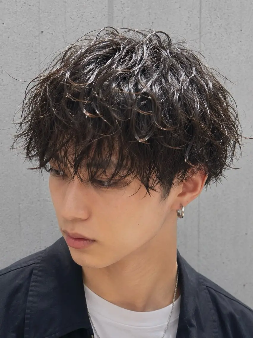 ショート パーマ メンズ カット パーマ ヘッドスパ men'sモテ 髪🫧ｼｵﾝのヘアスタイル