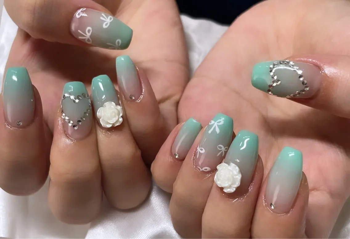 ネイル アートネイル リボン ハンドネイル nail salon Talのネイルデザイン