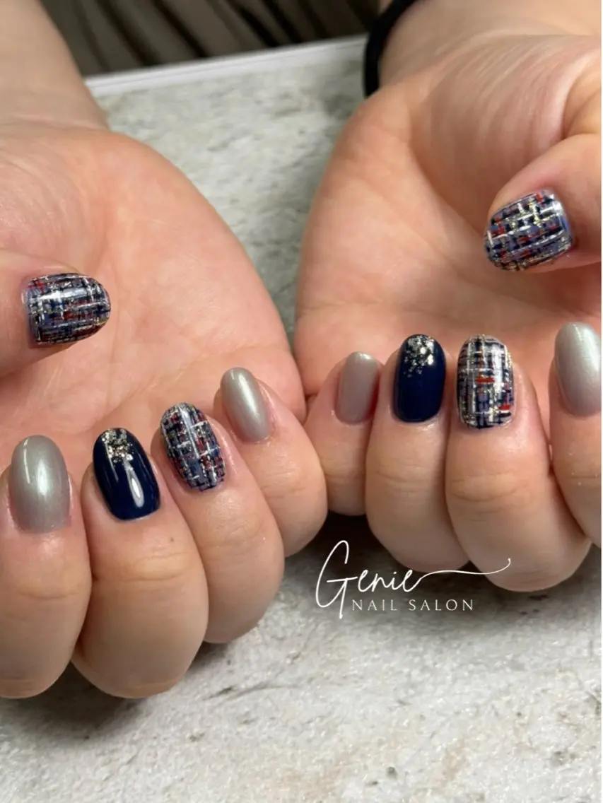 ネイル ニュアンスネイル ツイードネイル ハンドネイル Nail salon Genieのネイルデザイン