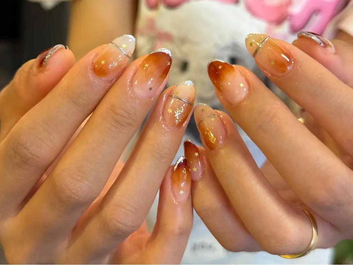 ネイル オーロラネイル 長さ出し フットネイル フレンチネイル ジェルネイル ハンドネイル Belle Nail Salonのネイルデザイン