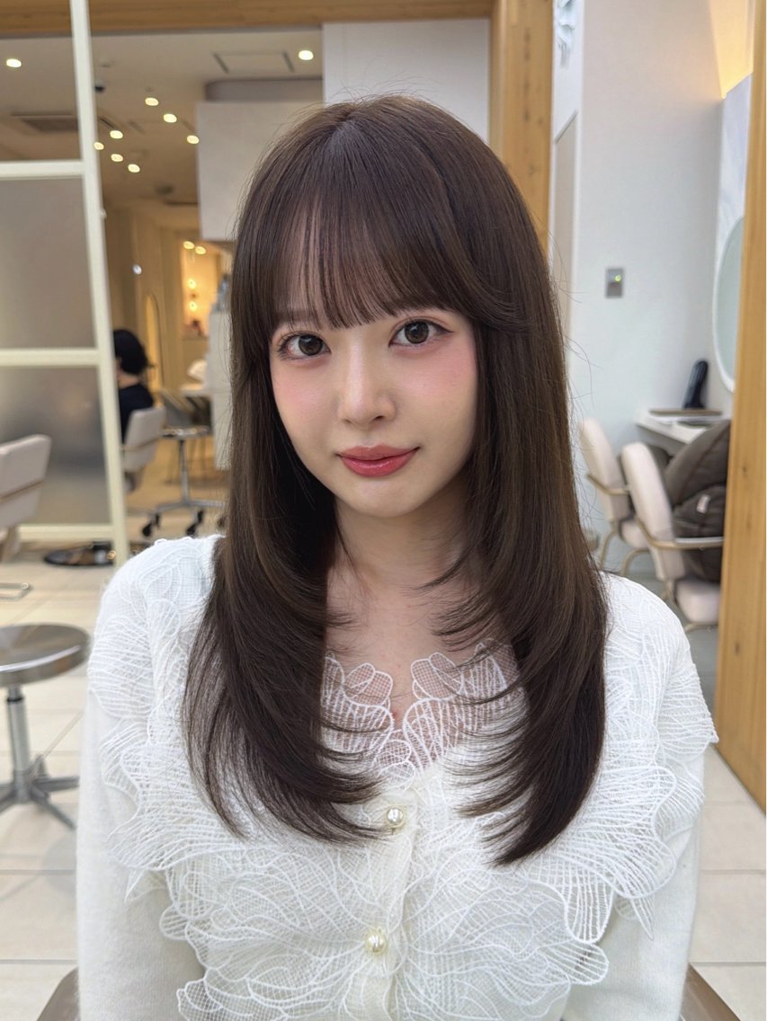 セミロング カット ヘアカラー トリートメント 顔周り/レイヤー/ 前髪/TAKUのヘアスタイル