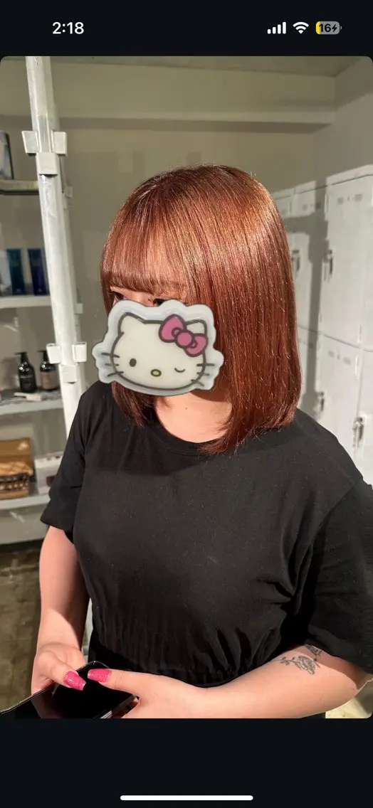 セミロング カラー ブリーチ ブラウンカラー ブリーチなしカラー ピンクカラー ピンクブラウン ブリーチ/ハイトーン ⚗️HARUKAのヘアスタイル