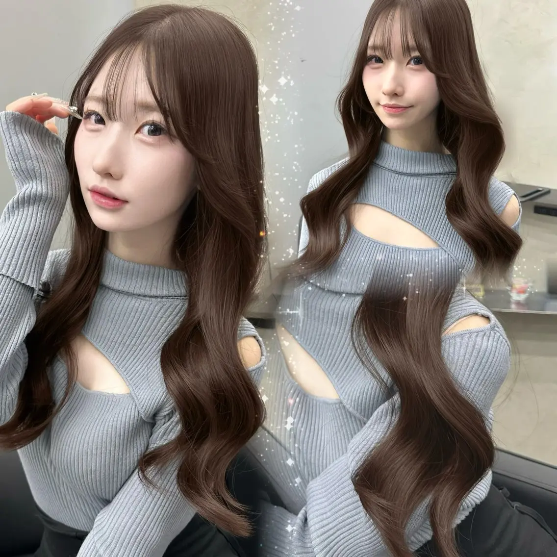 ロング カット ヘアカラー トリートメント 韓国/ワンホンヘア 髪質改善/MaCoのヘアスタイル