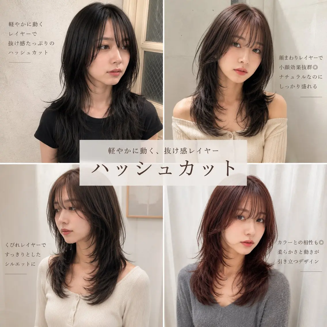 ロング カット ヘアカラー トリートメント rina韓国レイヤー ハッシュカットのヘアスタイル
