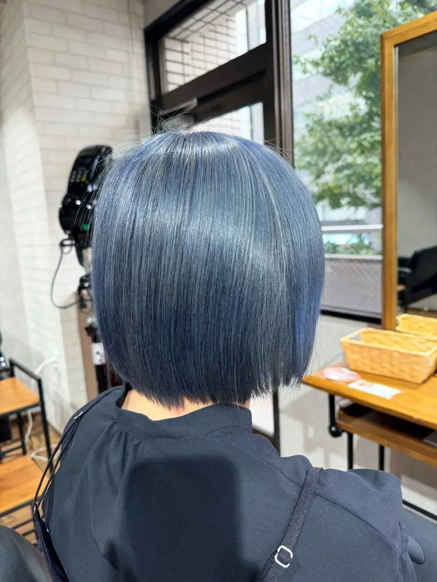 ショート カラー ブルーカラー カット ヘアカラー ✨ハイトーン カラー福岡拓也✨のヘアスタイル