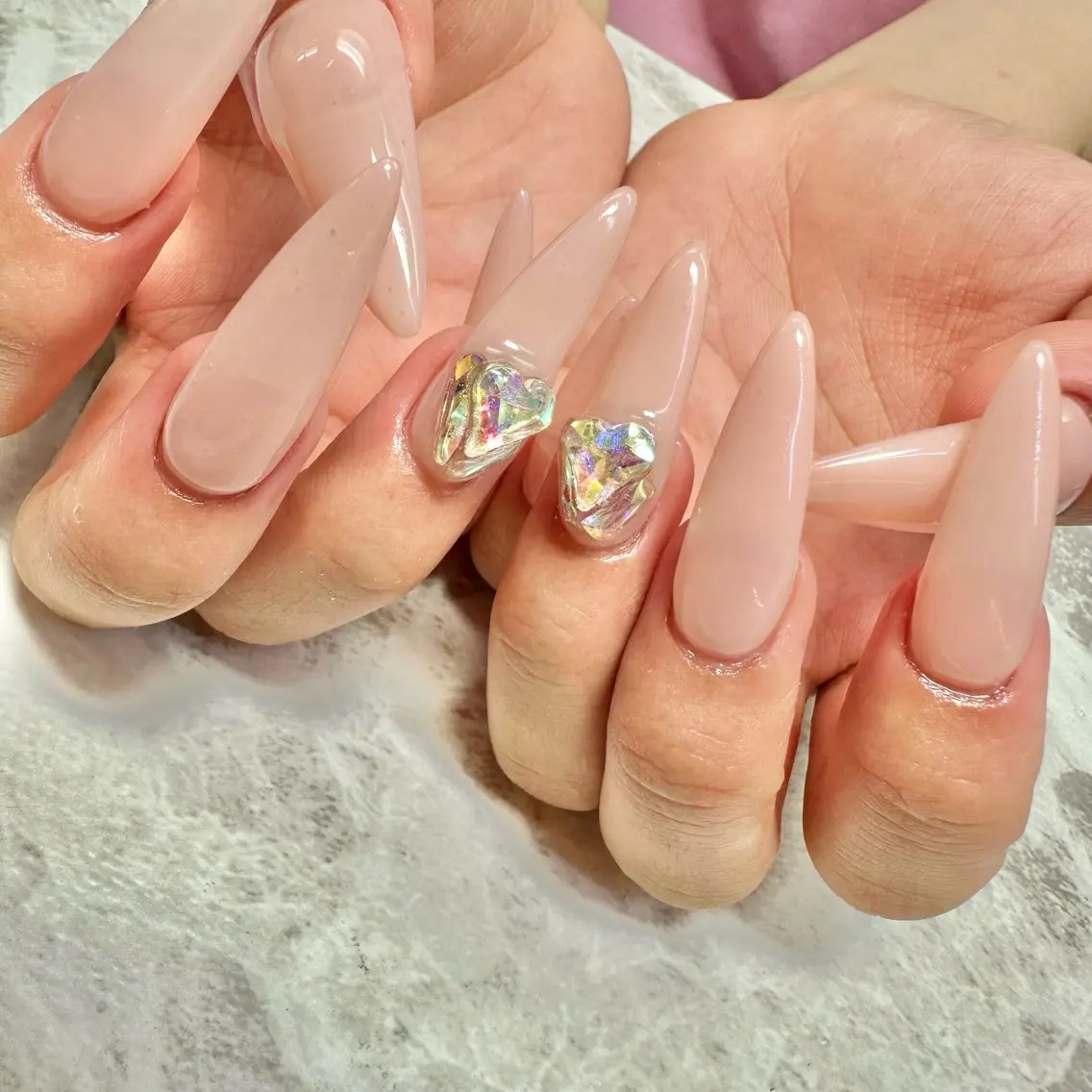 ネイル ハート ロングネイル 🤎CHARME NAIL🤎のネイルデザイン