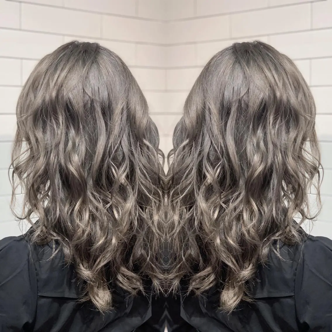 ミディアム カラー ヘアアレンジ カット ヘアカラー トリートメント 髪質改善×ハイトーン 中田啄也のヘアスタイル