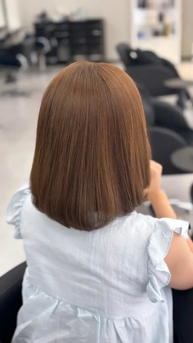 ミディアム カラー ベージュカラー ブリーチ ブリーチなしカラー 心斎橋／艶カラー /髪質改善/恋のヘアスタイル