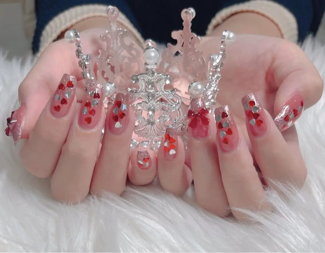 ネイル ハート バレンタイン ハンドネイル FLY Nail Salonのネイルデザイン