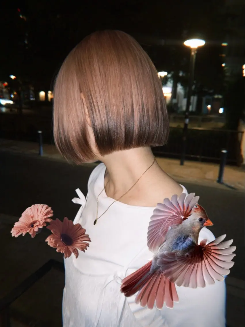 ミディアム カラー ヘアカラー 岡山ハイトーン・ ルーツカラー/こもものヘアスタイル