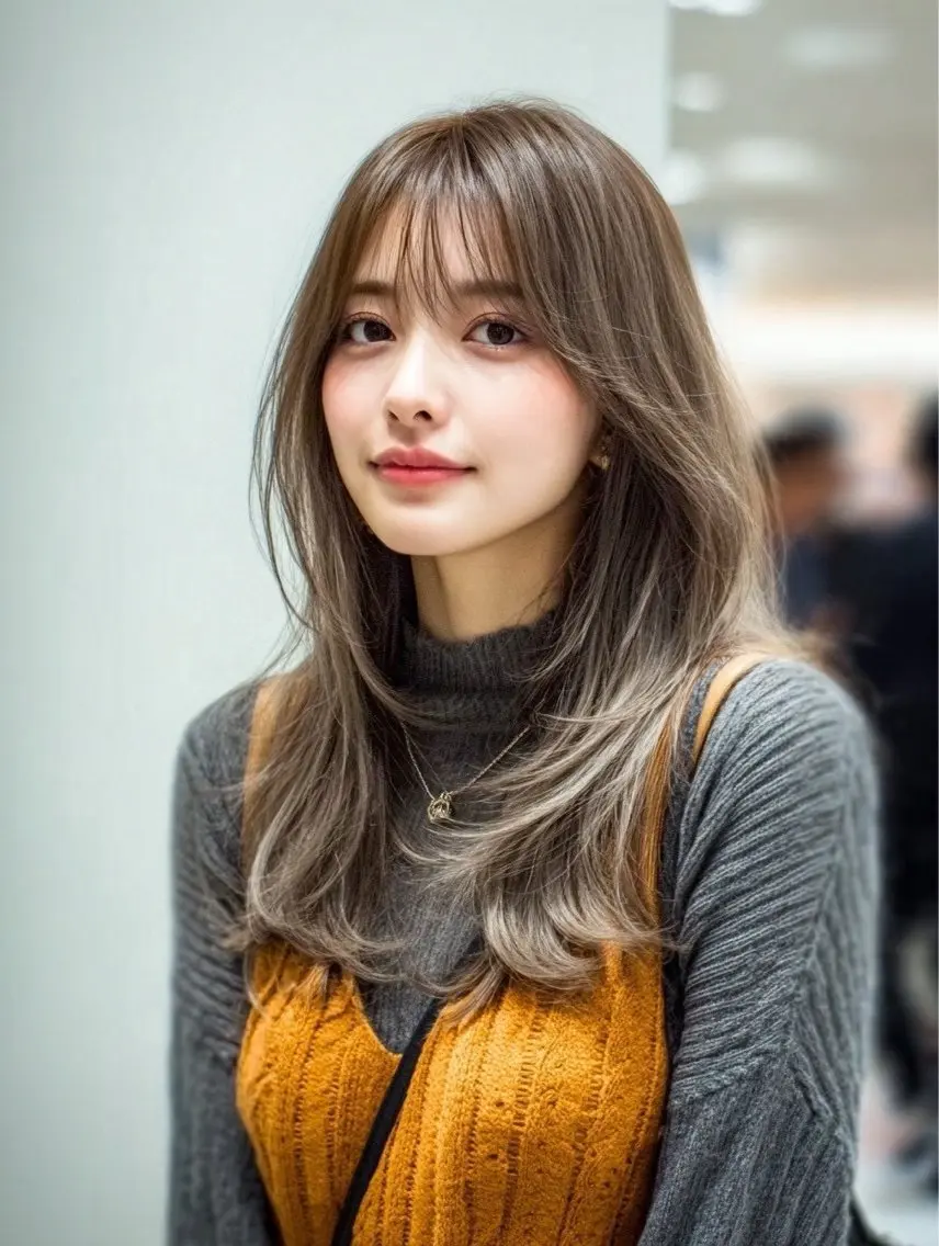 ロング カラー 縮毛矯正 🍒モテ暖色カラー × うる艶✧ ゆなのヘアスタイル