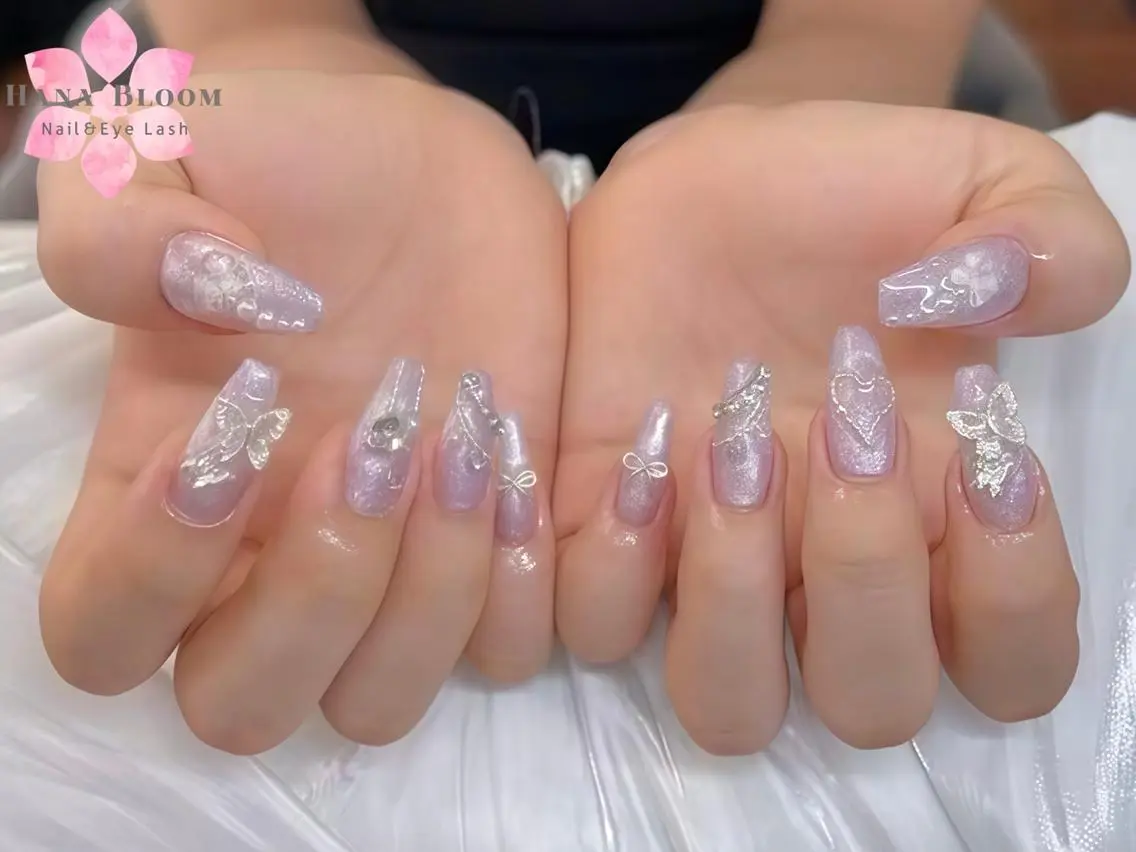 ネイル 長さ出し フレンチネイル ジェルネイル ガラスフレンチ 韓国ネイル Hana Bloom Nail💛Rinaのネイルデザイン