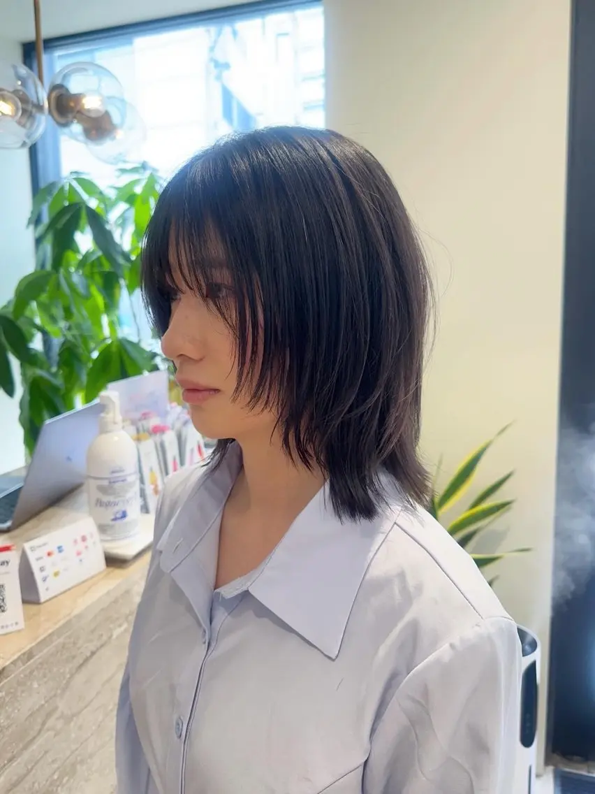ミディアム ボブレイヤー ボブ レイヤーカット カット 似合わせ/透明感 /顔まわりカット🌿のヘアスタイル