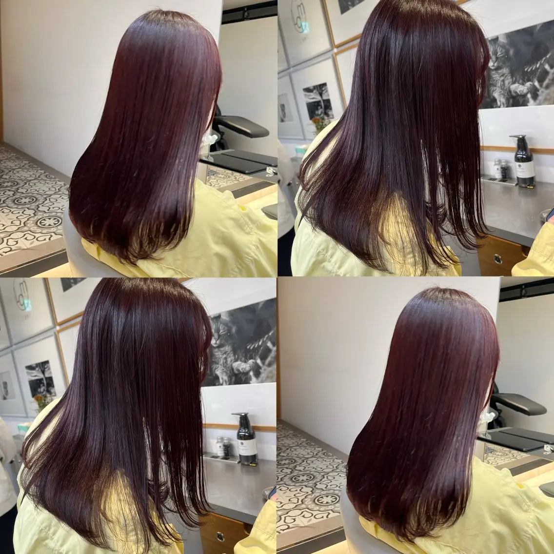セミロング カラー ボルドーカラー ブラウンカラー カシス ピンクカラー レッドカラー カジュアルを女っぽく 𝗮𝘆𝗮𝗰𝗼のヘアスタイル