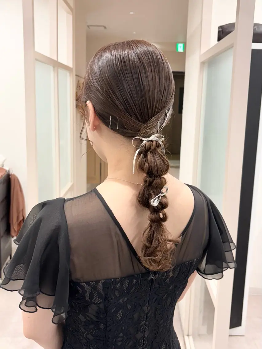 ミディアム ヘアセット ヘアアレンジ🪽🎀 艶カラー/天王寺のヘアスタイル