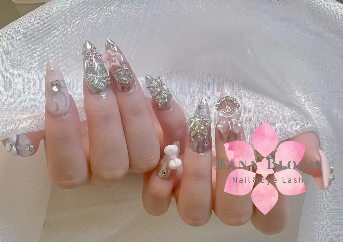 ネイル ハンドネイル ハンドケア HanaBloom 🩷ビンビンのネイルデザイン