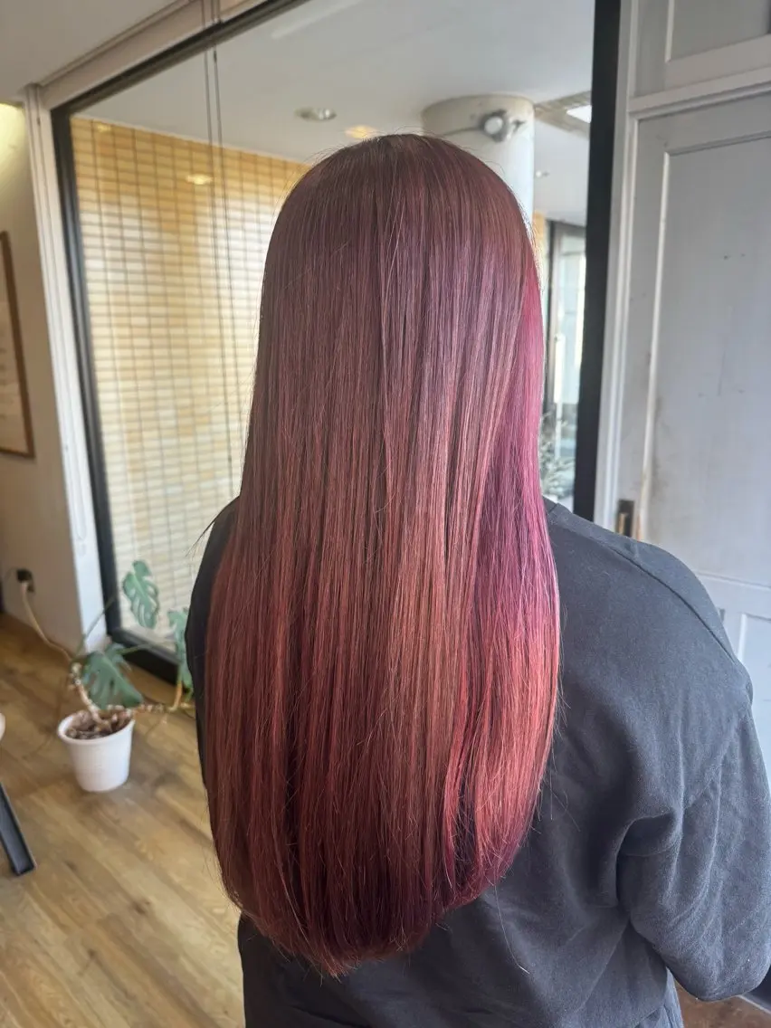 ロング カラー カット ヘアカラー トリートメント ツキダテ ユイのヘアスタイル