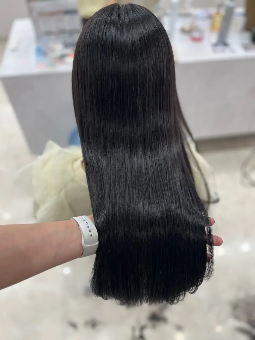 ロング カラー 黒髪 ナチュラルブラック カット ヘアカラー トリートメント 🫧ぷる艶カラー🫧 Yuubi🦩のヘアスタイル