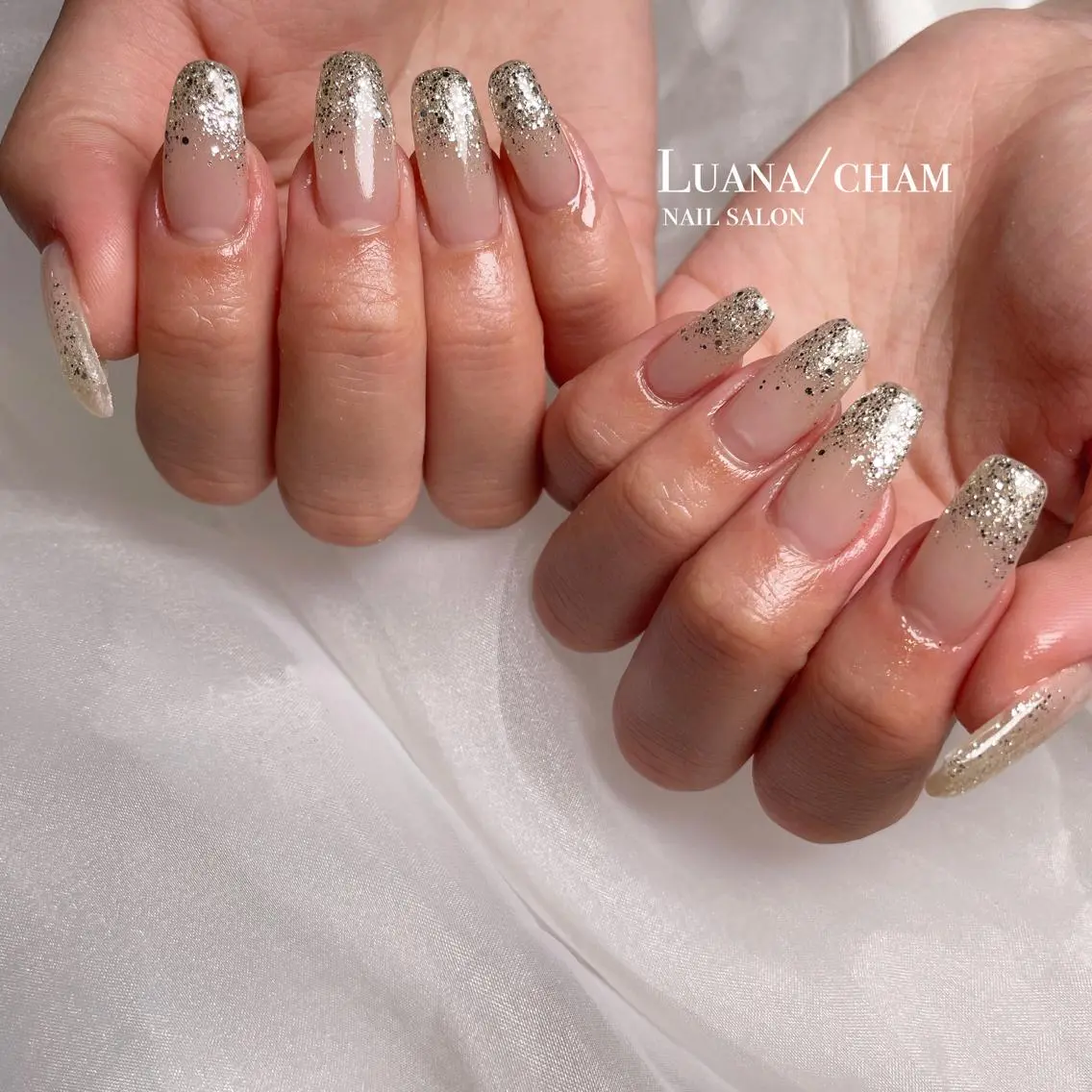 ロング ネイル グラデーション ラメ(グリッター) ラメグラデーション nail salon neigeのネイルデザイン