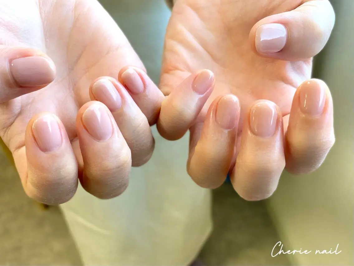 ネイル ジェルネイル オフィスネイル ワンカラーネイル ピンク ピンクベージュ Cherienail yunaのネイルデザイン