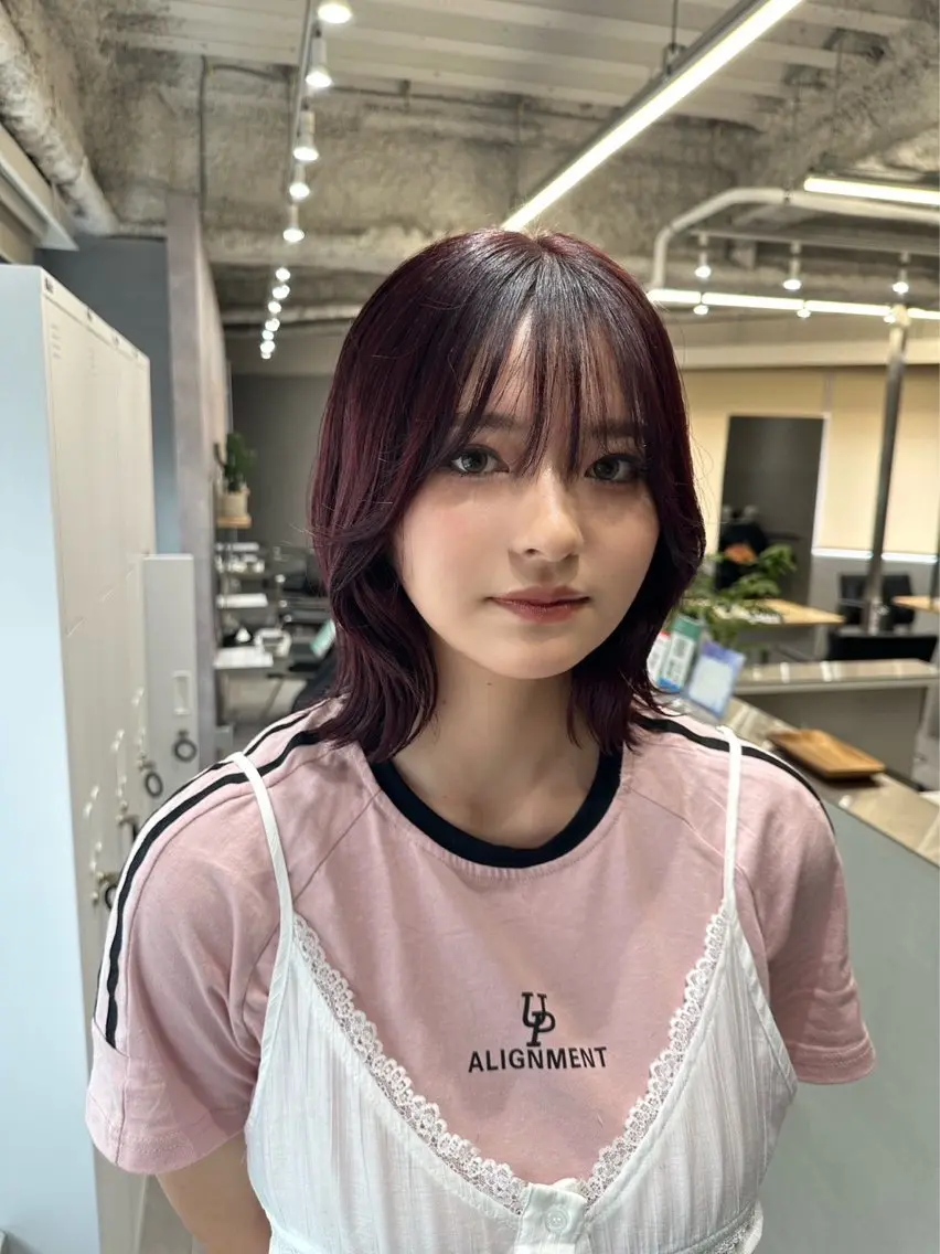 ショート カラー ブリーチ ブリーチなしカラー レッドカラー amu/ブリーチなし ダブルカラーのヘアスタイル