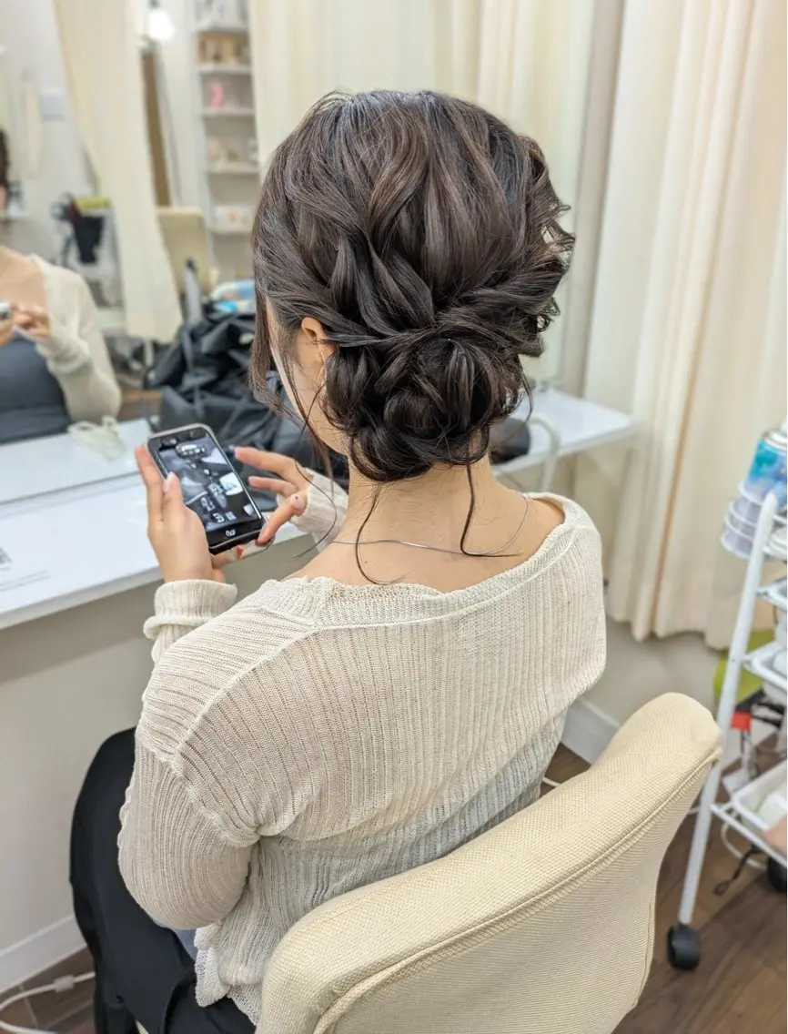 ミディアム 韓国風ヘア ヘアセット YUMEYAKATA 五条店のヘアスタイル