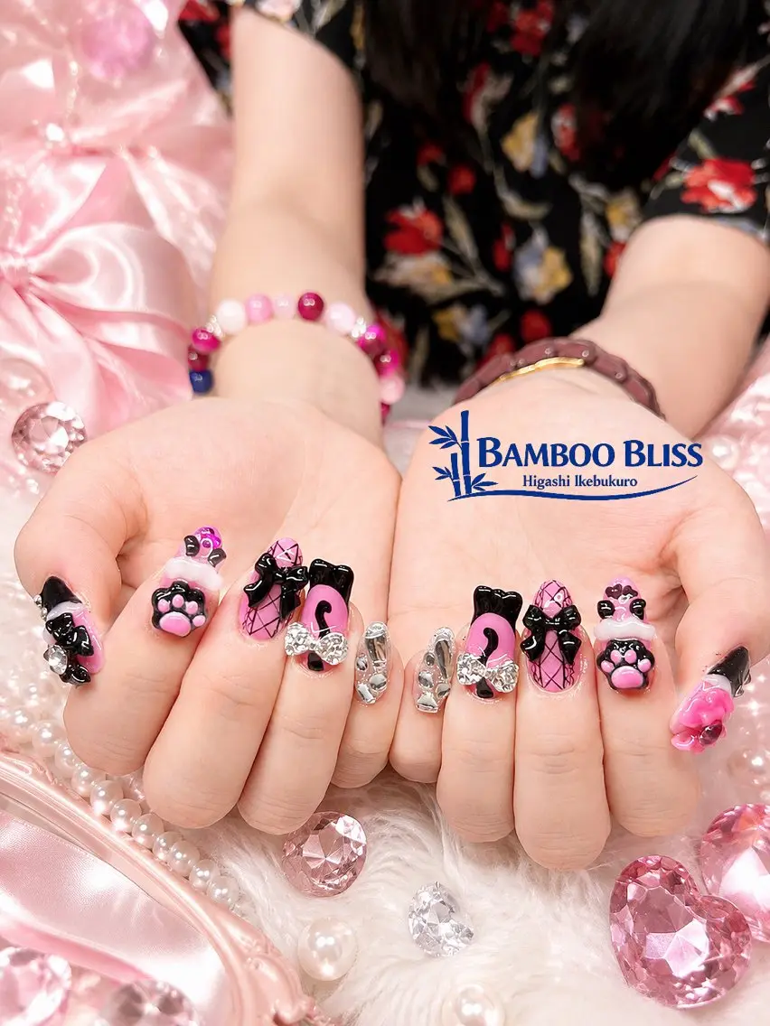 ネイル カジュアル 長さ出し フラッシュネイル フラワーネイル フットネイル ハンドネイル Bamboo Bliss西店のネイルデザイン