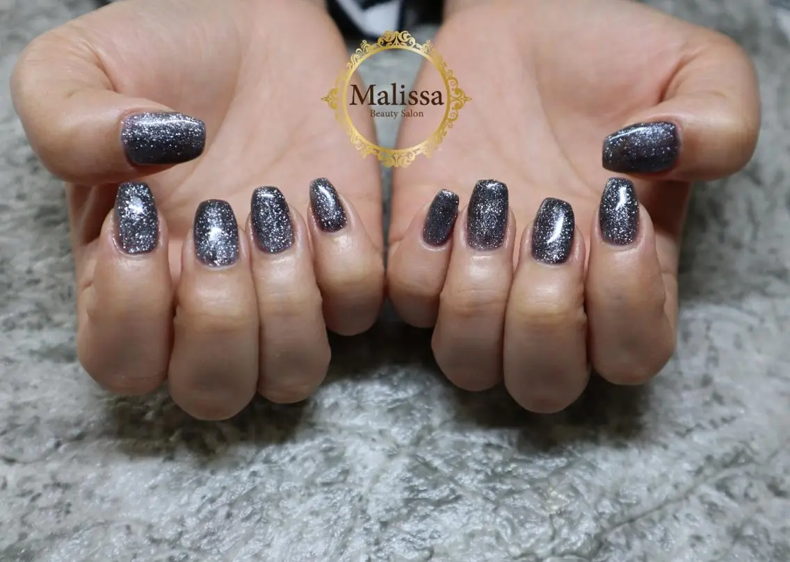 ネイル ラメ(グリッター) ワンカラーネイル シンプルネイル Malissa　 スカルプ&深爪歓迎◎のネイルデザイン