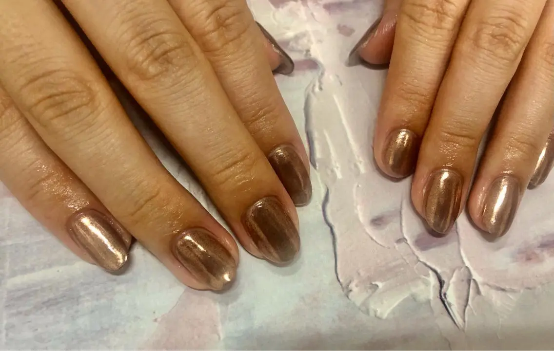 ネイル ブラウン クリアネイル ミラーネイル ハンドネイル mogunail &blowのネイルデザイン