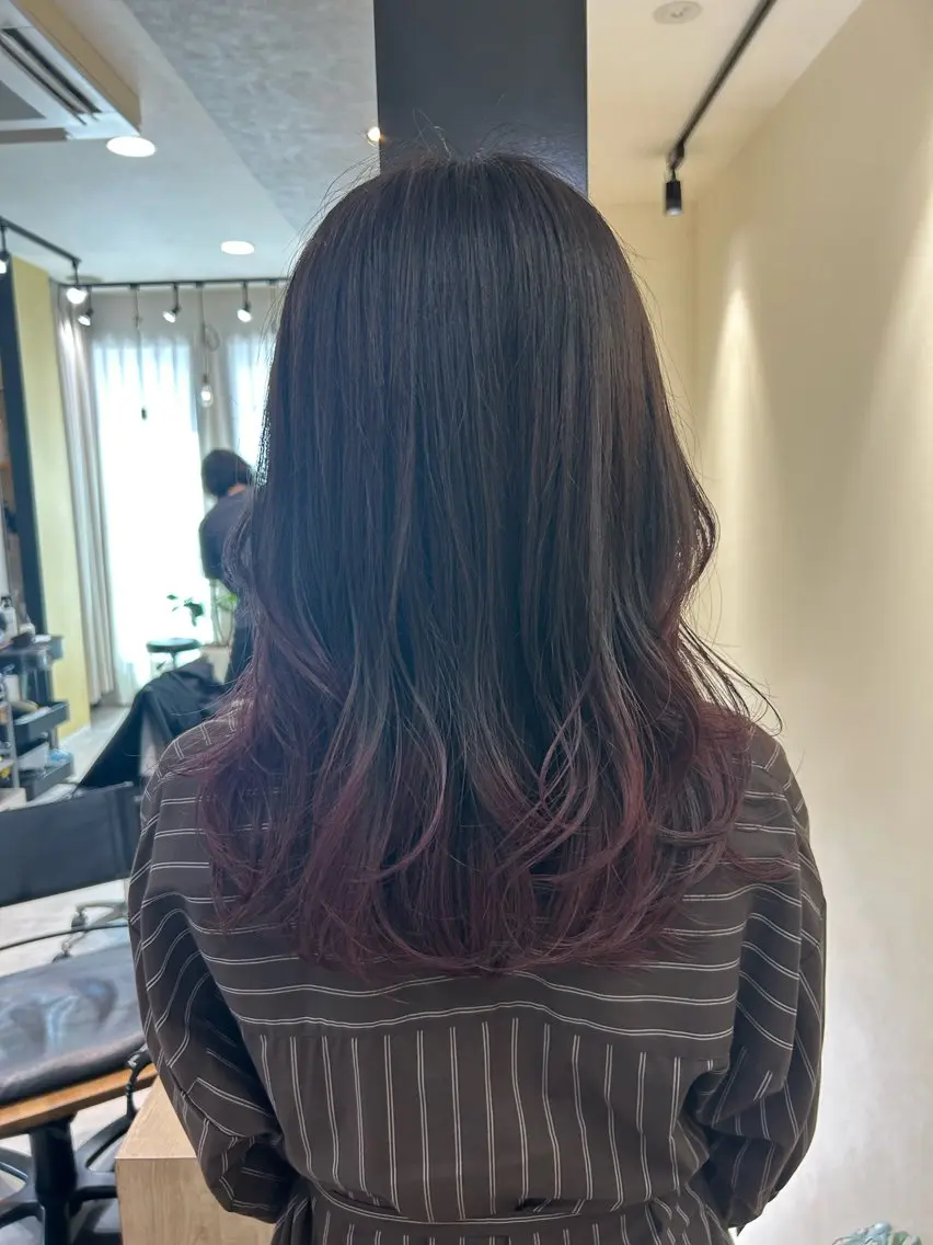 ロング カラー ブリーチ ピンクカラー カット ヘアカラー トリートメント hubhair レイヤー/透明感のヘアスタイル