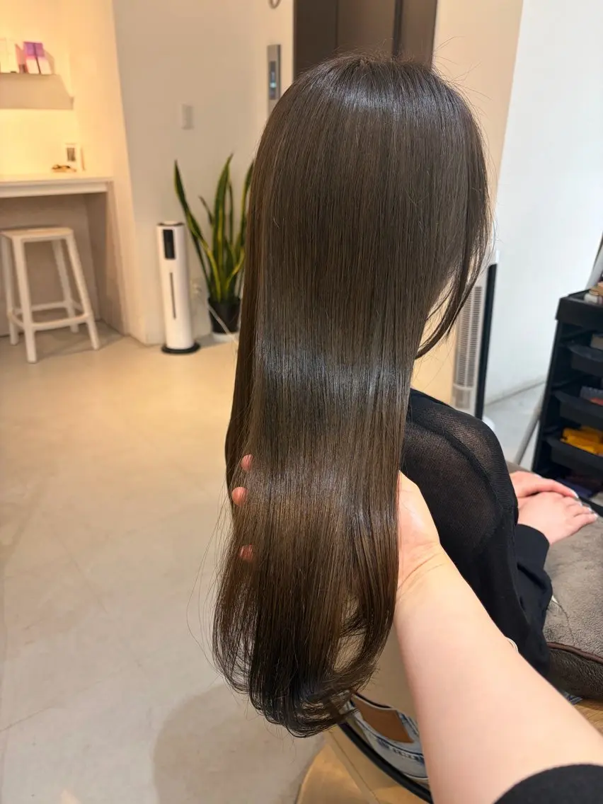 ロング カット ヘアカラー トリートメント ✨色持ちの良い艶 カラー✨蟹江真世のヘアスタイル