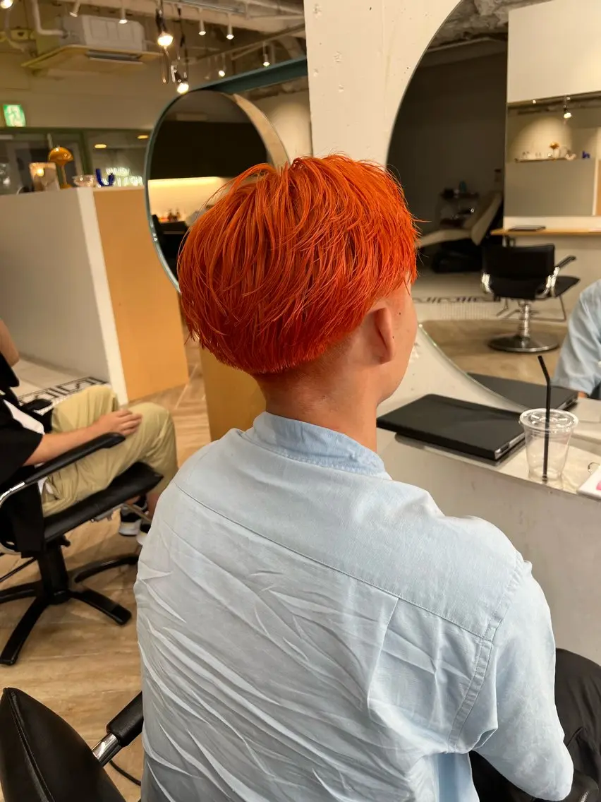 ショート カラー メンズ カット ヘアカラー トリートメント ベージュ/髪質改善 新潟/万代/井上佑のヘアスタイル