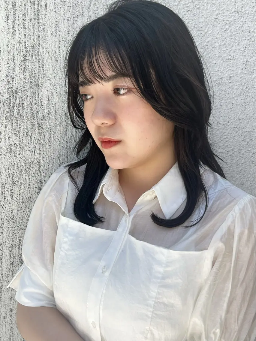 セミロング 韓国風ヘア レイヤーカット ウルフカット 田畑 優希のヘアスタイル