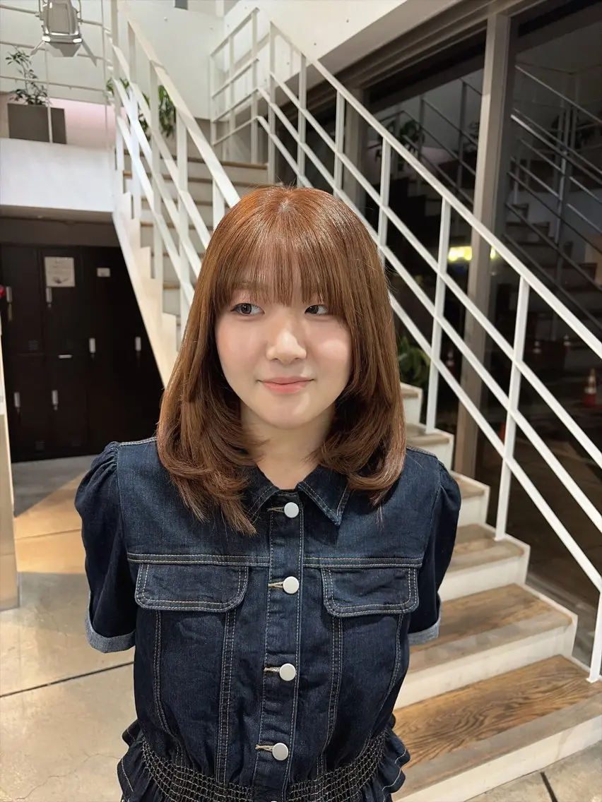 ミディアム カラー 透明感カラー トリートメント ヘアカラー トリートメント 笹瀬 美優花のヘアスタイル