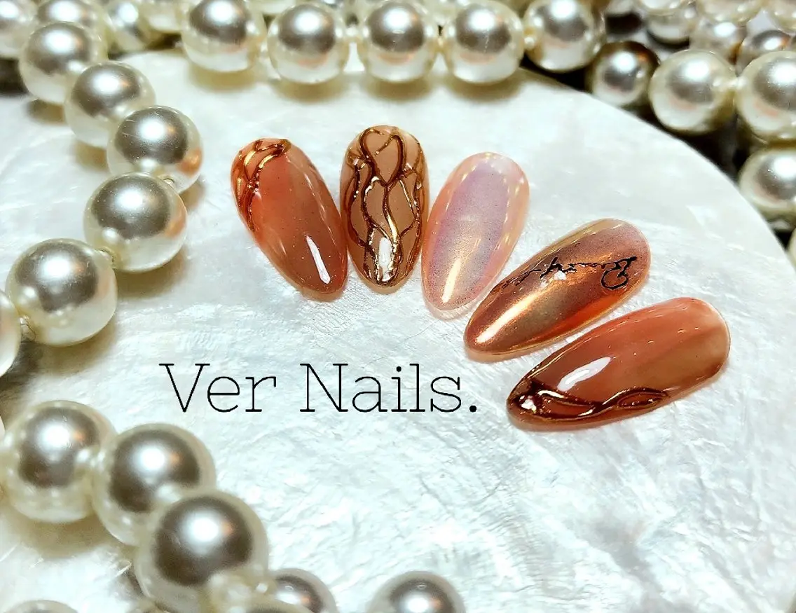 ネイル オーロラネイル オレンジ ハンドネイル Ver Nails.のその他イメージ