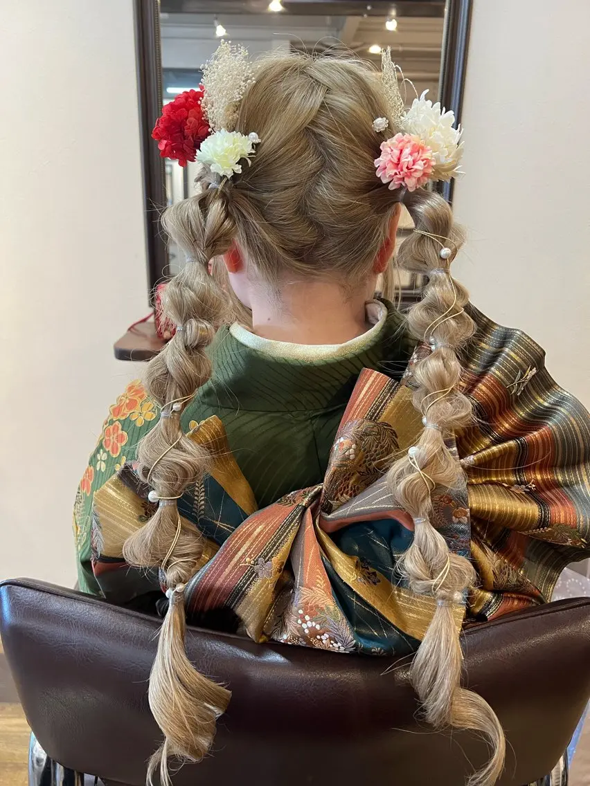 ロング ヘアアレンジ 成人式 大西 碧海のヘアスタイル