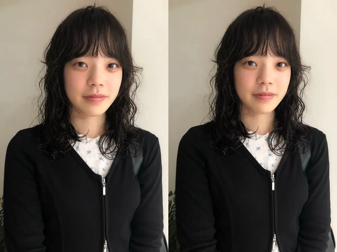 ミディアム パーマ ミディアムレイヤー ミディアムパーマ レイヤーカット Fuka🫧 ボブモデル募集中のヘアスタイル