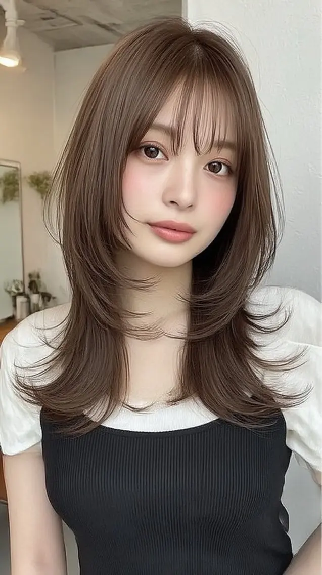 セミロング カラー 韓国×艶ハイトーンが かわいい✨️リオ🍒のヘアスタイル