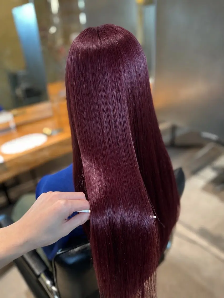 ロング カラー ヘアカラー 髪質改善カラー特化 暖色カラーSHIONのヘアスタイル