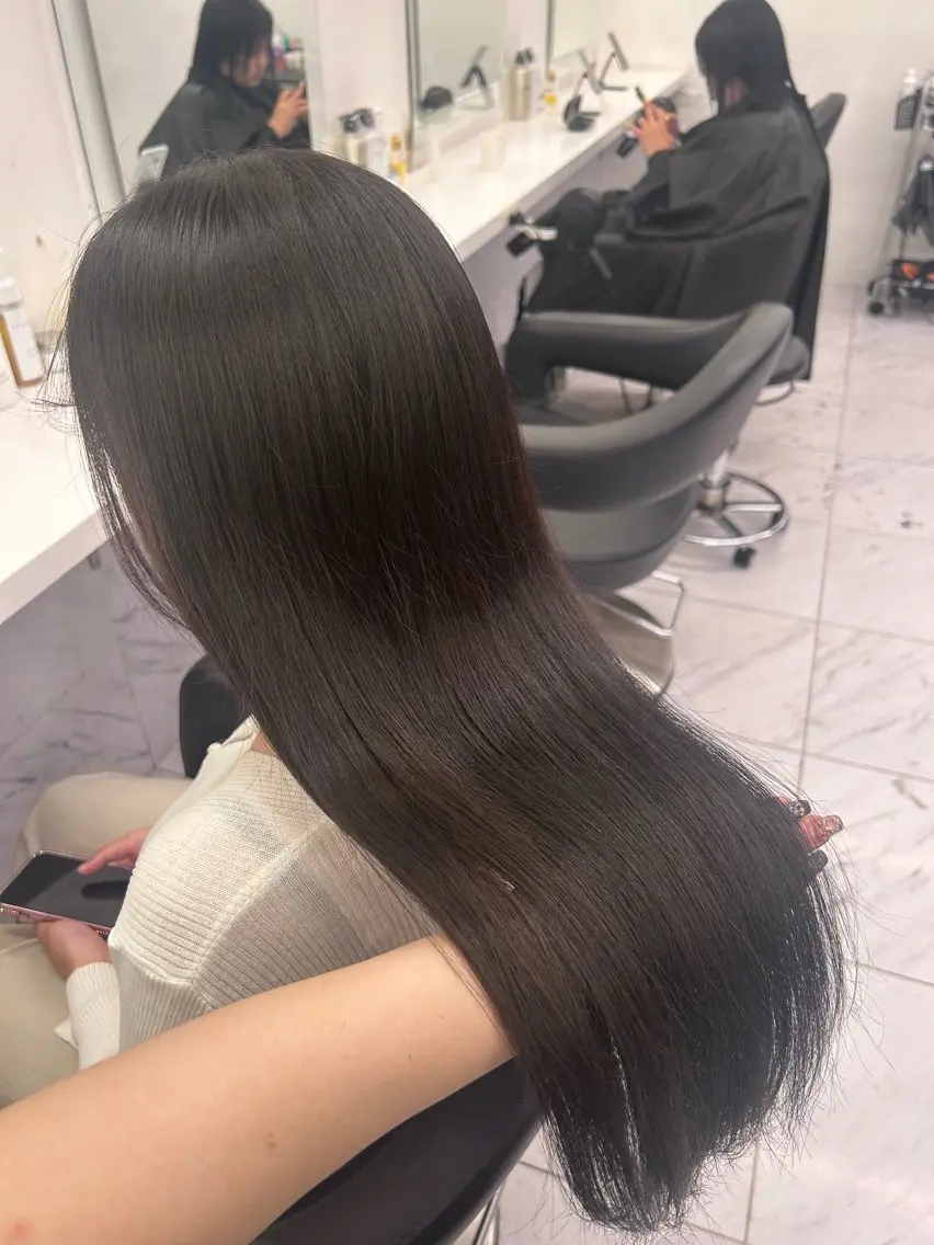 ロング カラー パーマ ヘアアレンジ メンズ キッズ ブリーチなしカラー/ ブラウン/レイヤーのヘアスタイル