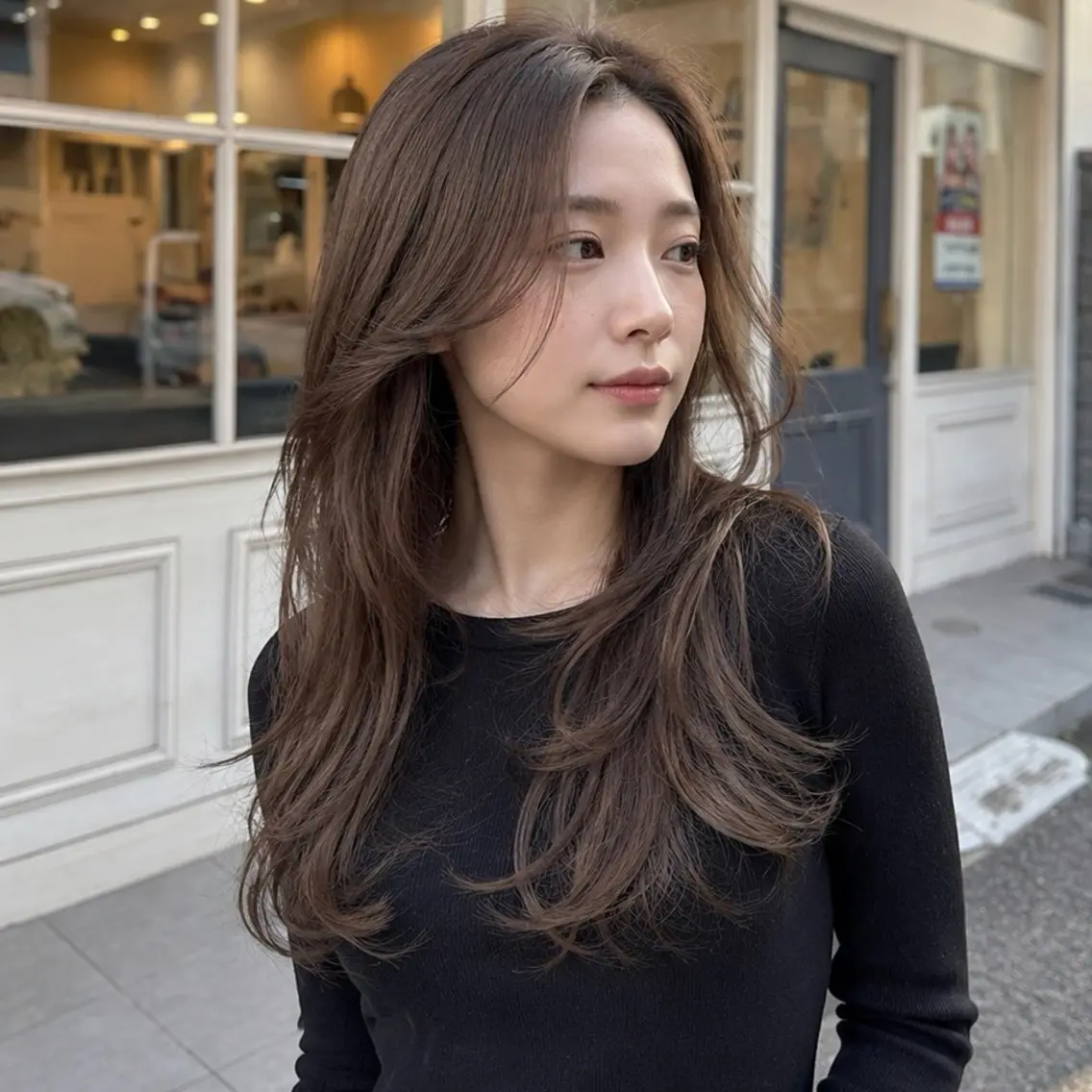 ロング レイヤーカット REON 髪質改善  縮毛矯正のヘアスタイル
