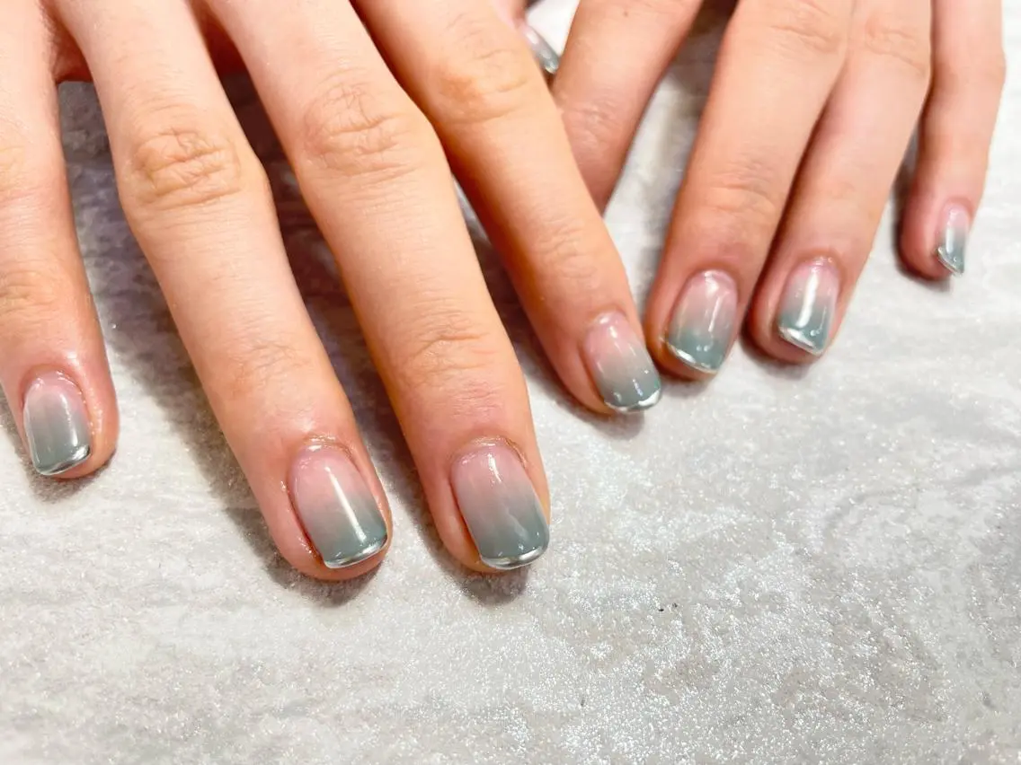 ネイル ブルー フレンチネイル liln nail /NATSUMIのネイルデザイン