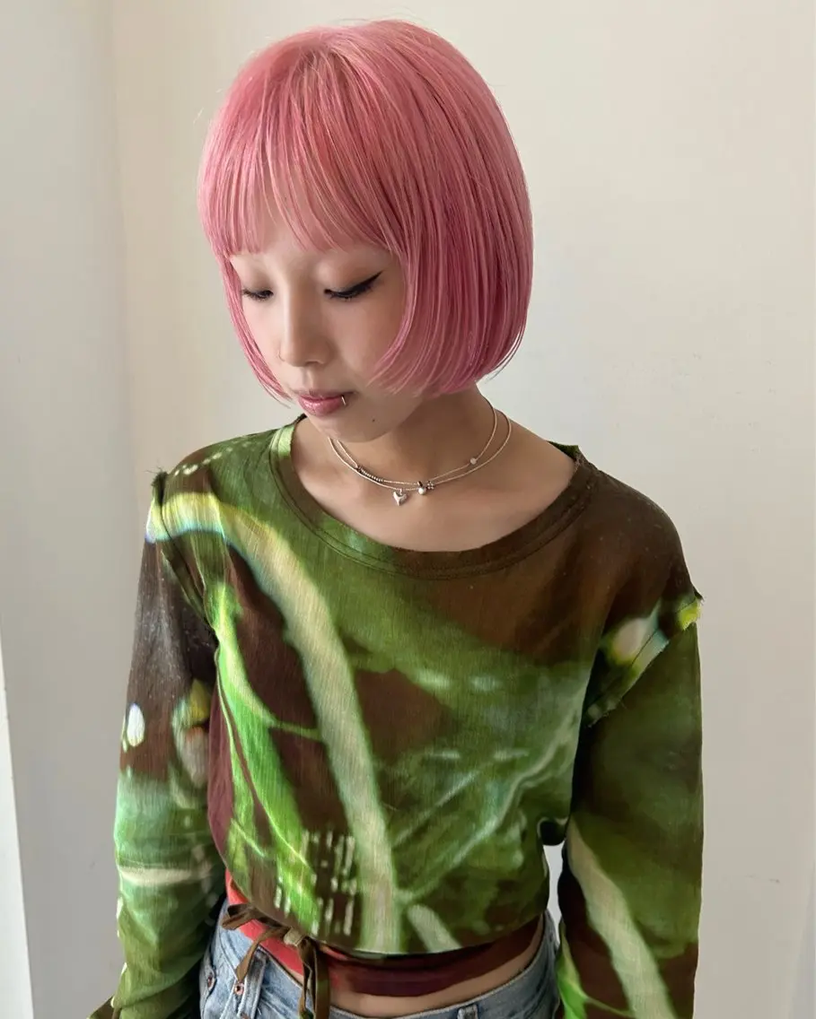 ショート カラー ピンクカラー ボブ カット ヘアカラー トリートメント 村上雅人 ナチュラルモードのヘアスタイル