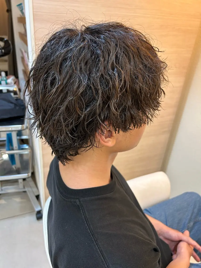 ショート パーマ メンズ マッシュウルフ マッシュ メンズパーマ メンズウルフカット ウルフカット 🌻似合わせカット× パーマ/矢木🌻のヘアスタイル
