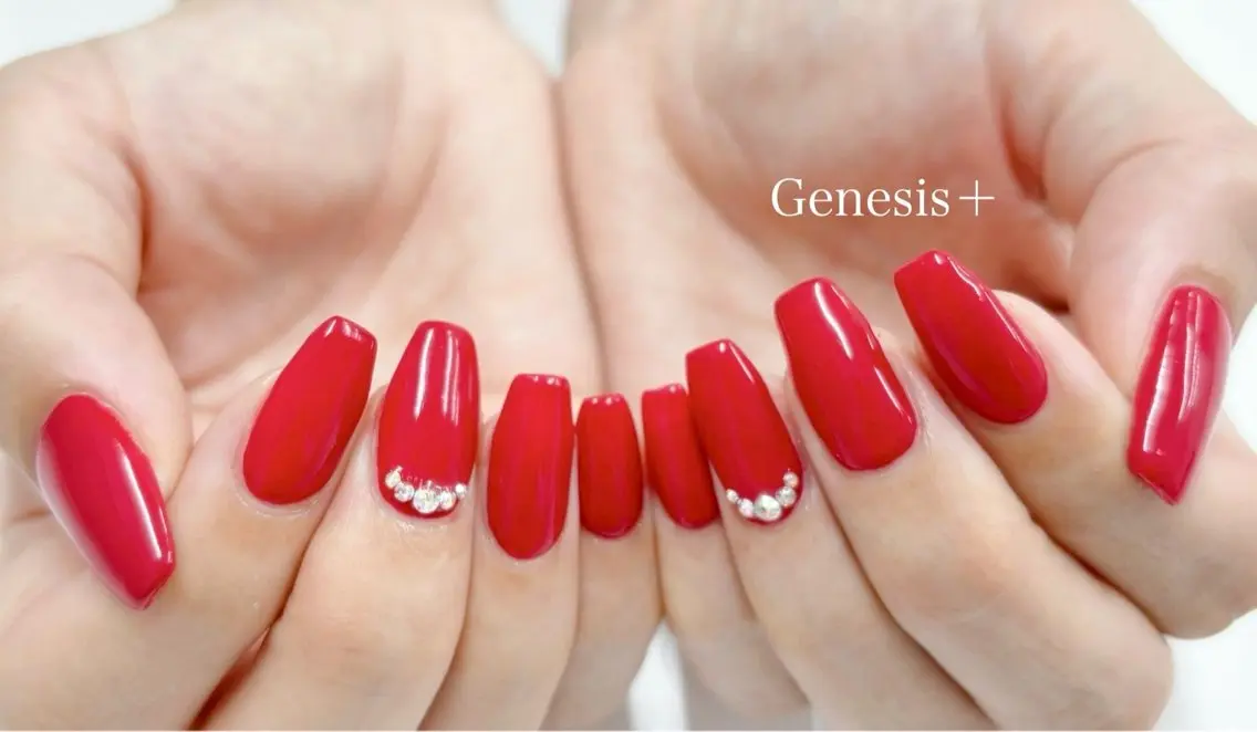 ネイル ワンカラーネイル ストーンネイル Genesis Plus大津京店のマツエク・マツパデザイン