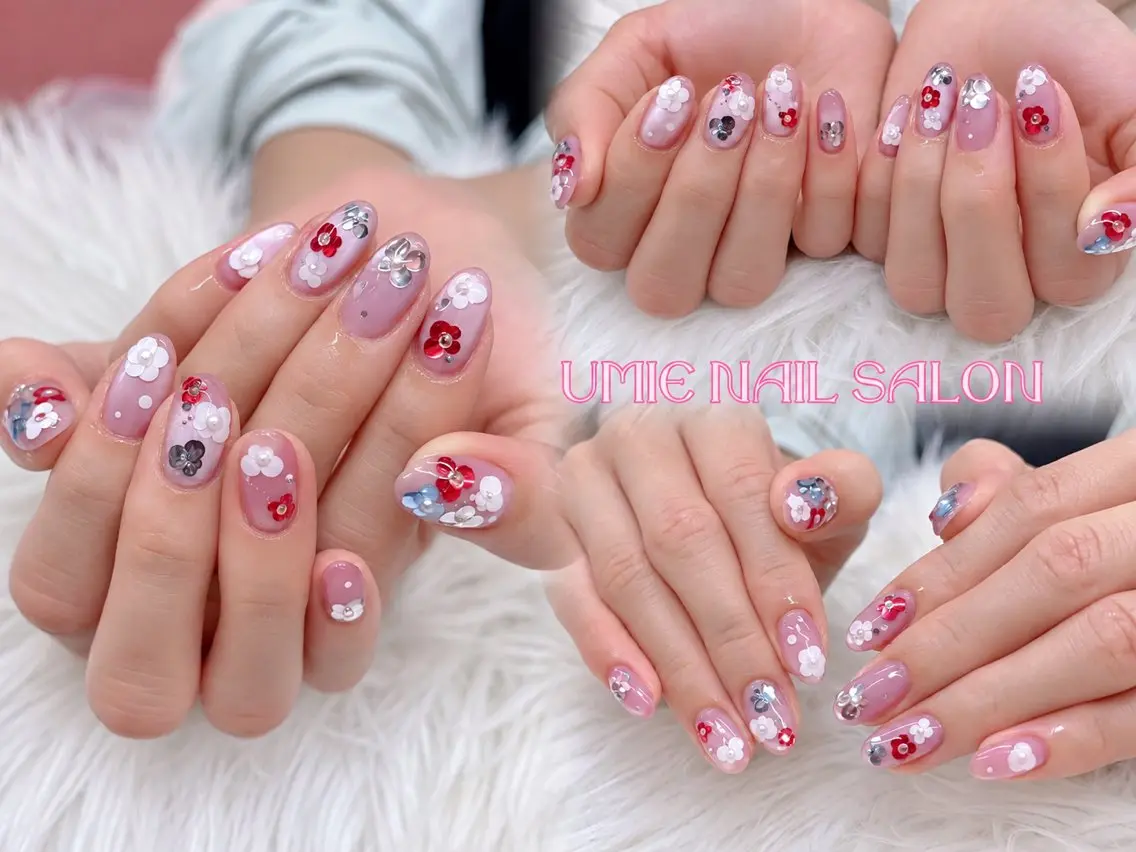 ネイル フットネイル フレンチネイル ジェルネイル ガラスフレンチ マグネットネイル ハンドネイル UMIE NAIL SALONのネイルデザイン